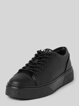 Кожаные кеды на платформе, модель «Lace Up» ARMANI EXCHANGE, черный