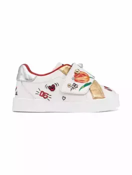 Кожаные кеды с принтом Dolce&Gabbana, мультиколор