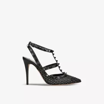 Кожаные корты с шипами so noir 100 Valentino Garavani, черный