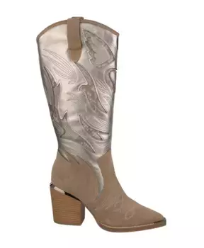 Кожаные ковбойские ботильоны с острым носком Alma En Pena, бежевый