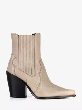 Кожаные ковбойские сапоги Phoebe на высоком каблуке Mint Velvet, натуральный темно-серый