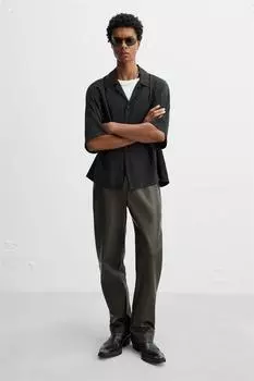Кожаные ковбойские сапоги ZARA, черный