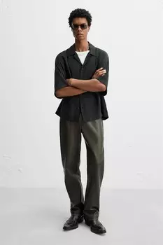 Кожаные ковбойские сапоги ZARA, черный