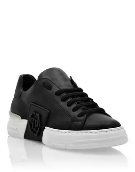 КОЖАНЫЕ КРОССОВКИ PHANTOM KICK$ HEXAGON ICONIC PLEIN Philipp Plein, черный