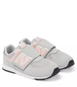 Кожаные кроссовки 574 с крючками и петлями New Balance, серый