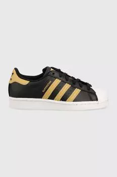 Кожаные кроссовки adidas Originals Superstar, черный