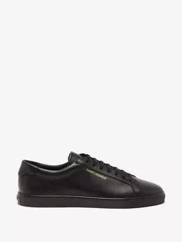 Кожаные кроссовки andy с фольгированным логотипом Saint Laurent, черный
