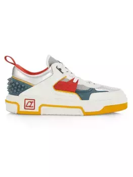 Кожаные кроссовки Astroloubi с металлизированными шипами Christian Louboutin, цвет titan super nova