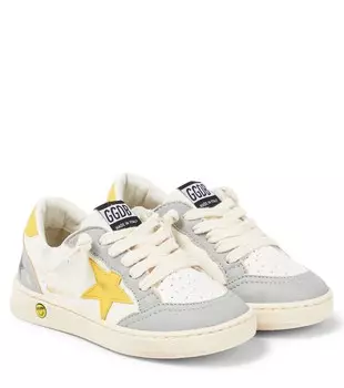 Кожаные кроссовки Ball Star Golden Goose Kids, цвет white/gray/yellow