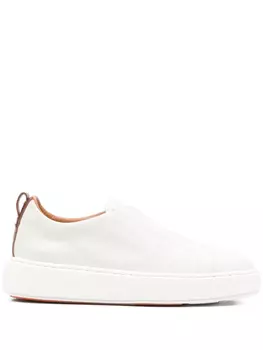 Кожаные кроссовки без застежек Santoni, серый