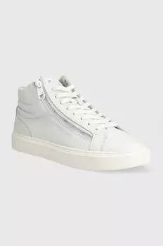 Кожаные кроссовки Calvin Klein HIGH TOP LACE UP W/ZIP, белый