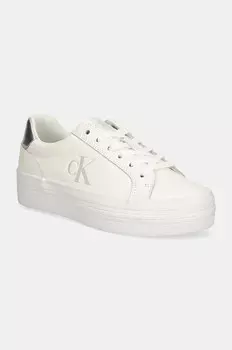 Кожаные кроссовки Calvin Klein Jeans BOLD VULC FLATF LACEUP LTH, белый