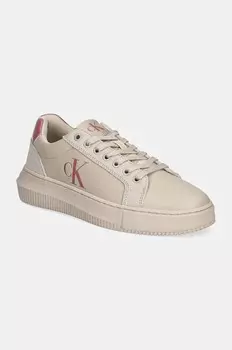 Кожаные кроссовки Calvin Klein Jeans CHUNKY CUPSOLE LTH MG LTH, бежевый