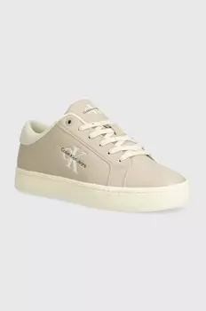 Кожаные кроссовки Calvin Klein Jeans CLASSIC CUPSOLE LOWLACEUP LTH WN, бежевый