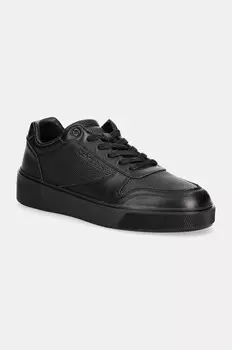 Кожаные кроссовки Calvin Klein LOW TOP LACE UP BSKT LTH, черный