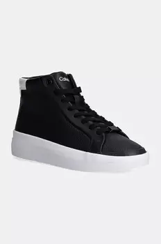 Кожаные кроссовки Calvin Klein VULC HIGH TOP LTH, черный