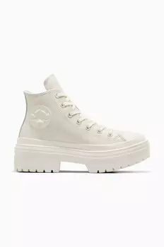 Кожаные кроссовки Converse Chuck Taylor All Star на каблуке с ушками, белый