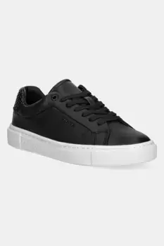 Кожаные кроссовки CUPSOLE LACE UP - WOVEN LTH Calvin Klein, черный
