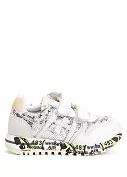 Кожаные кроссовки для девочек с пайетками Premiata, серый