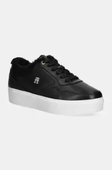 Кожаные кроссовки ESSENTIAL PLATFORM SNEAKER FUR Tommy Hilfiger, черный