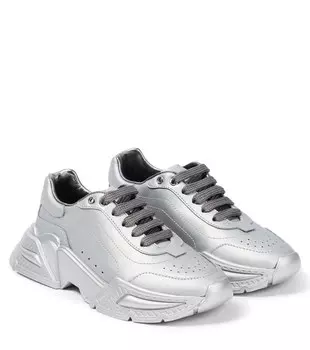 Кожаные кроссовки Flash Dolce&Gabbana, серебряный