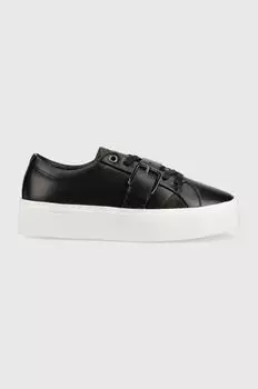 Кожаные кроссовки Flatform Cupsole Lace Up Calvin Klein, черный