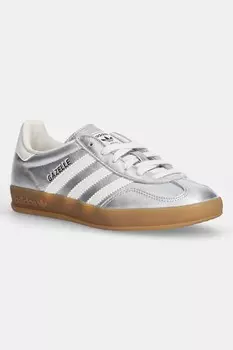 Кожаные кроссовки Gazelle Indoor Adidas Originals, серебряный