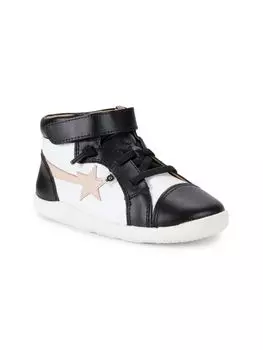 Кожаные кроссовки Ground Team Star для маленьких девочек и маленьких девочек Old Soles, белый