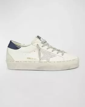 Кожаные кроссовки Hi Star с заклепками на платформе Golden Goose, цвет White Grey Blue