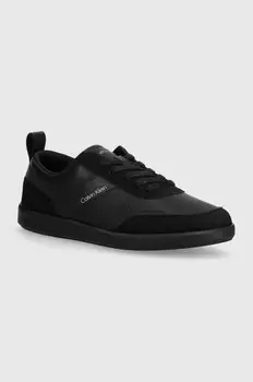 Кожаные кроссовки HM0HM00851 LOW TOP LACE UP LTH MIX Calvin Klein, черный