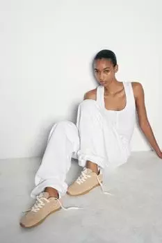 Кожаные кроссовки из мягкого сплока ZARA, темно-серый