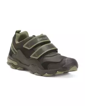 Кожаные кроссовки J Buller (Toddler, Little Kid, Big Kid) Geox, черный/зеленый