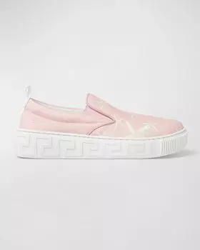 Кожаные кроссовки La Vacanza для девочек Versace, цвет Dusty Rose