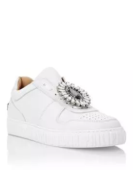 Кожаные кроссовки Lo-Top Броши King Power PHILIPP PLEIN, белый