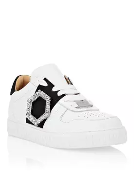 Кожаные кроссовки Lo-Top Philipp Plein, цвет White / Black
