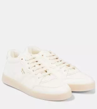 Кожаные кроссовки Logo Prada, Avorio