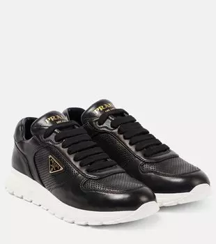 Кожаные кроссовки Logo Prada, черный