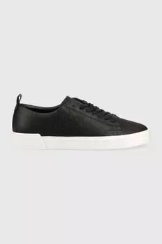Кожаные кроссовки Low Top со шнуровкой Mono Calvin Klein, черный