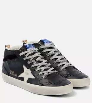 Кожаные кроссовки Mid Star Golden Goose, Black/White/Gold
