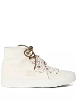 Кожаные кроссовки Miu Miu, белый