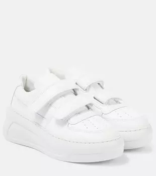 Кожаные кроссовки на платформе Acne Studios, цвет optic white/optic white