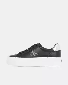 Кожаные кроссовки на платформе Calvin Klein Jeans, черный