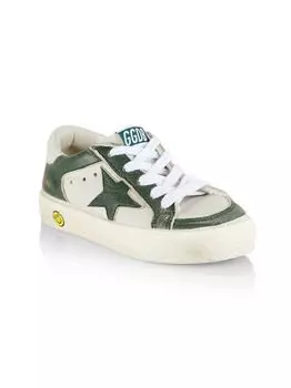 Кожаные кроссовки на платформе с эффектом потертости для малышей, малышей и малышей May Golden Goose, зеленый