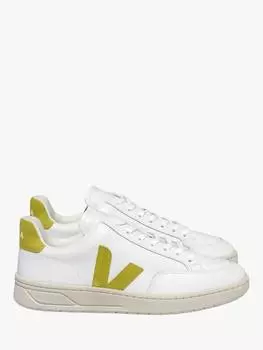 Кожаные кроссовки на шнуровке v12 VEJA, цвет White Liquor