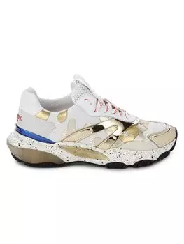 Кожаные кроссовки на шнуровке Valentino Garavani, цвет Platino Bianco