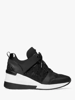 Кожаные кроссовки на танкетке Michael Kors Georgie, черные