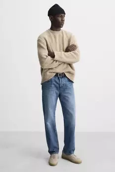 Кожаные кроссовки на выходные ZARA, песочно-коричневый