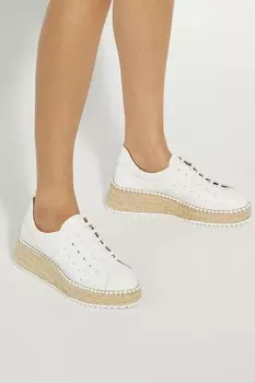 Кожаные кроссовки объяснения на танкетке со шнуровкой Dune London, белый