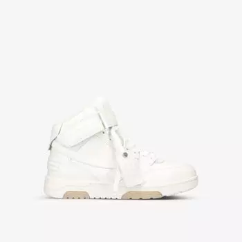 Кожаные кроссовки Out of Office средней длины с вышивкой стрелками Off-White, белый