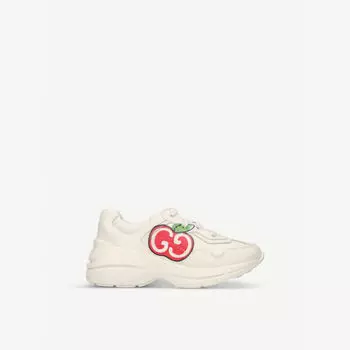 Кожаные кроссовки Rhyton с логотипом, 5–8 лет Gucci, бежевый